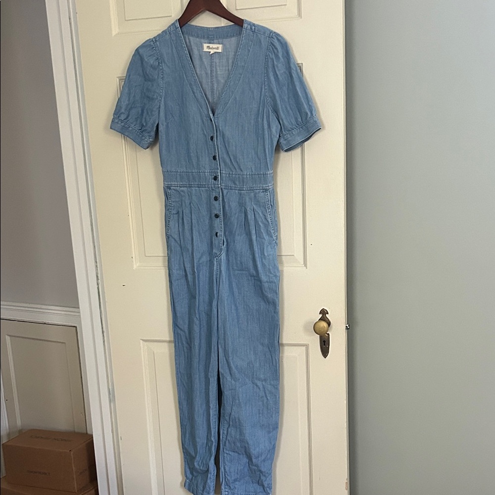 Blue Denim Jumpsuit - Picture 2 of 4